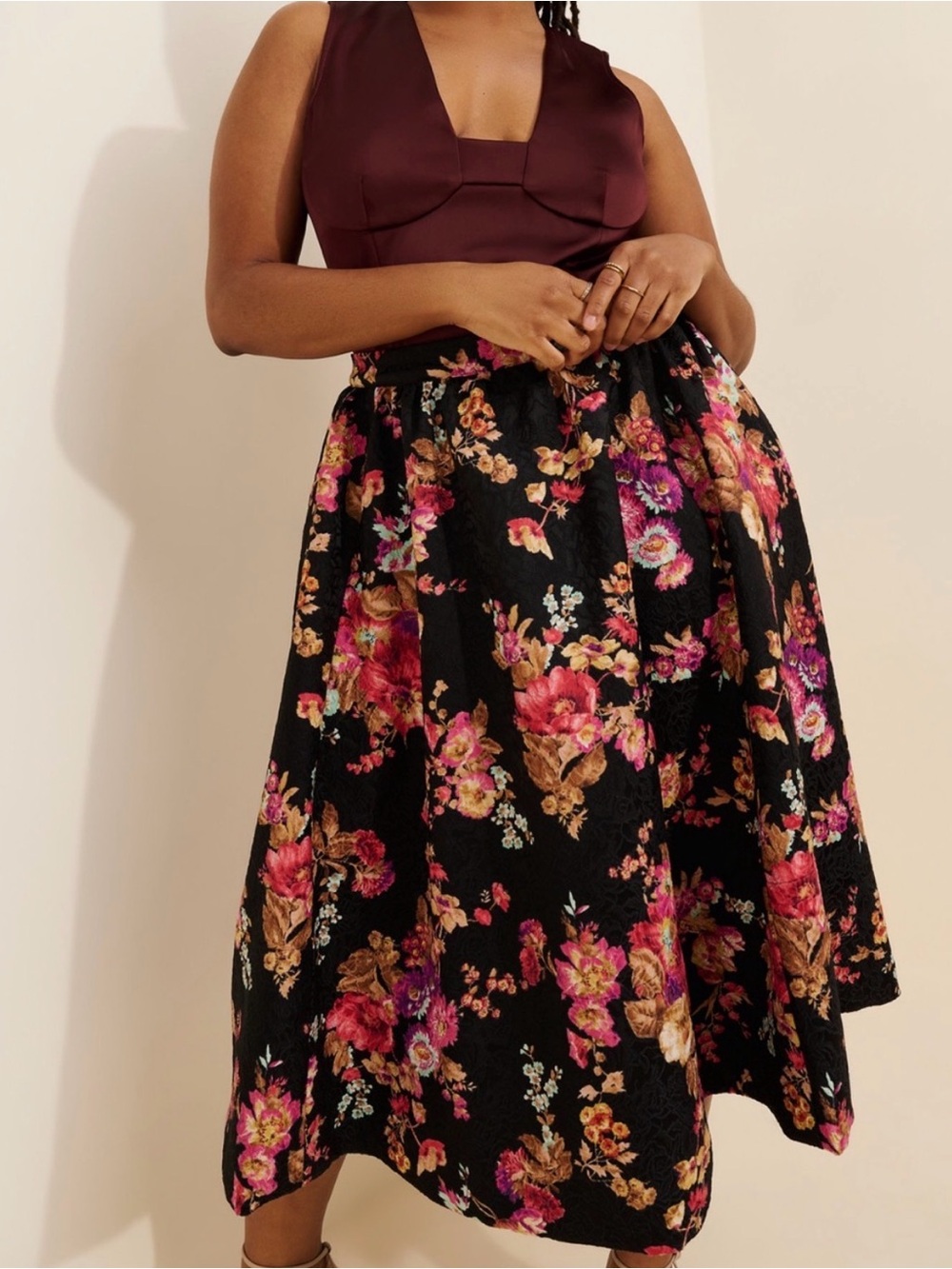 Anthropologie Maeve The Jacie Floral Jacquard Midi Skirt
